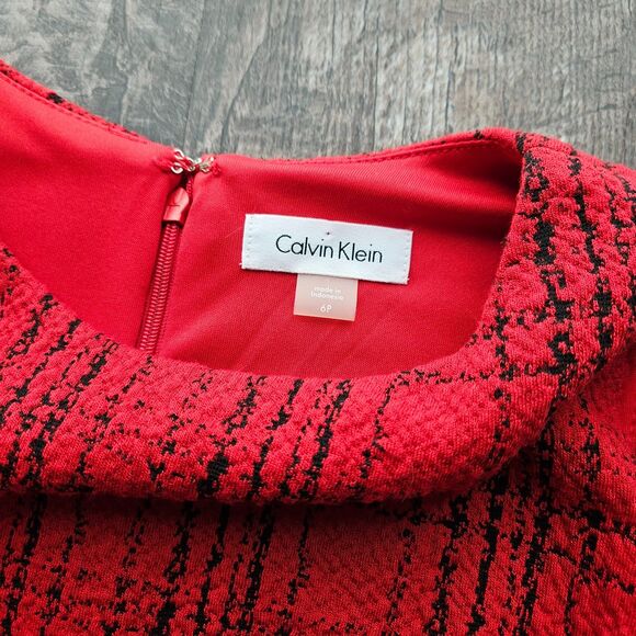 6P Calvin Klein Red Plaid Sheath Dress - Picture 3 of 3